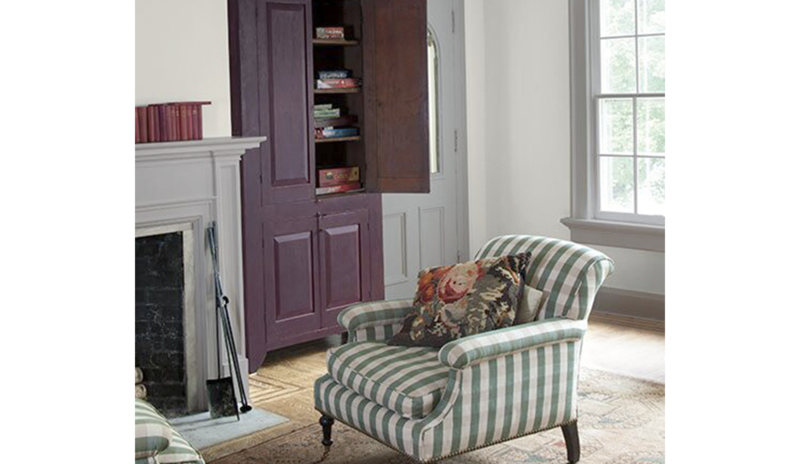Two distinct gray paint colors yield different undertones in a traditional family room. Two distinct gray paint colors yield different undertones in a traditional family room.