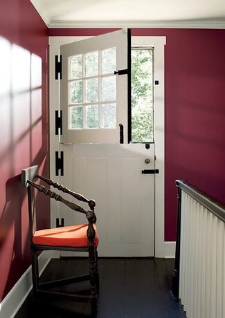 Dinner Party Red paint color on hallway walls