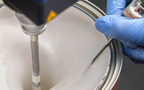 Paint being tested in lab.
